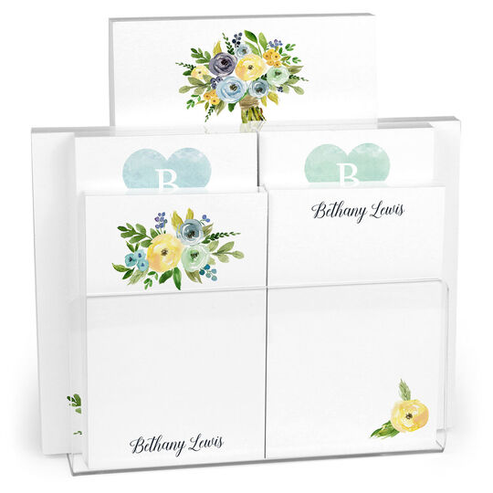 Yellow and Blue Floral Notepad Collection